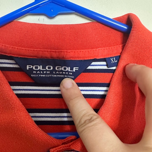 Polo Golf Ralph Lauren Mens Shirt XL Polo Short Sleeve Orange Stripe - Picture 4 of 5